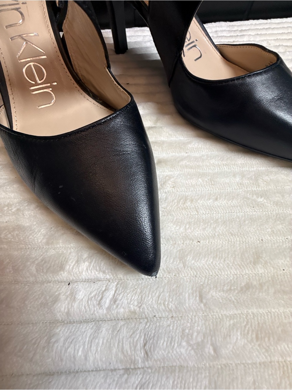 Calvin Klein Black Pointed Slingback Heels - Picture 3 of 8
